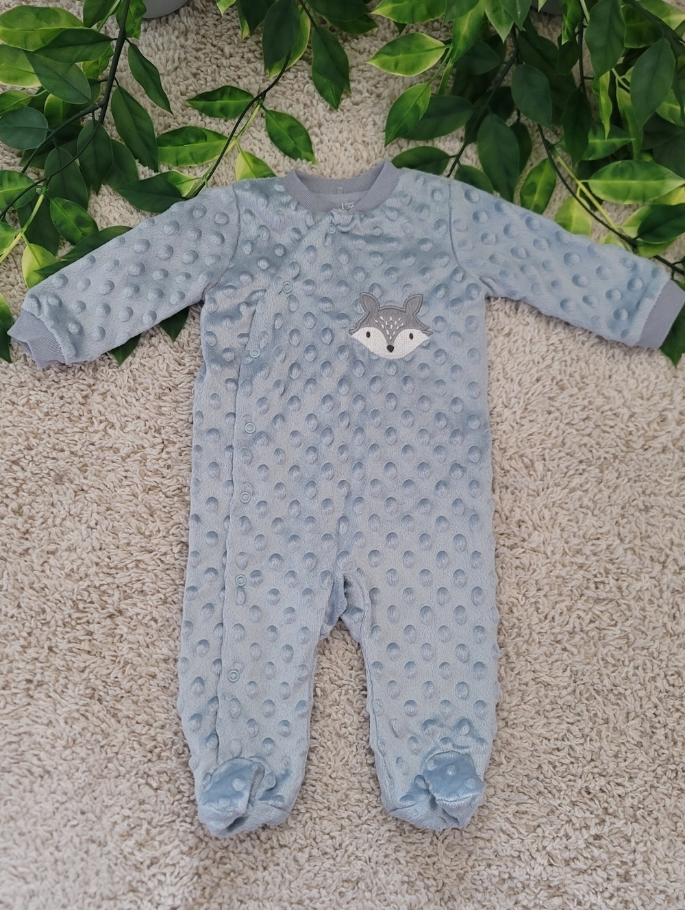 Baby Boy Wolf Minky Sleeper (0-3 Months)